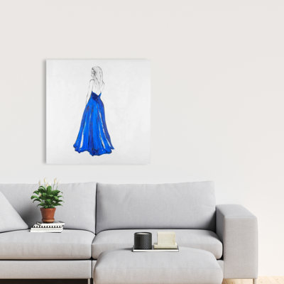 Lady in Blue Bedroom Canvas | Home Decor Clothes Illustration