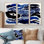 «Blue and Black Coastal Tidal Tranquility - Abstract Collages», ensemble de reproduction d'art mural