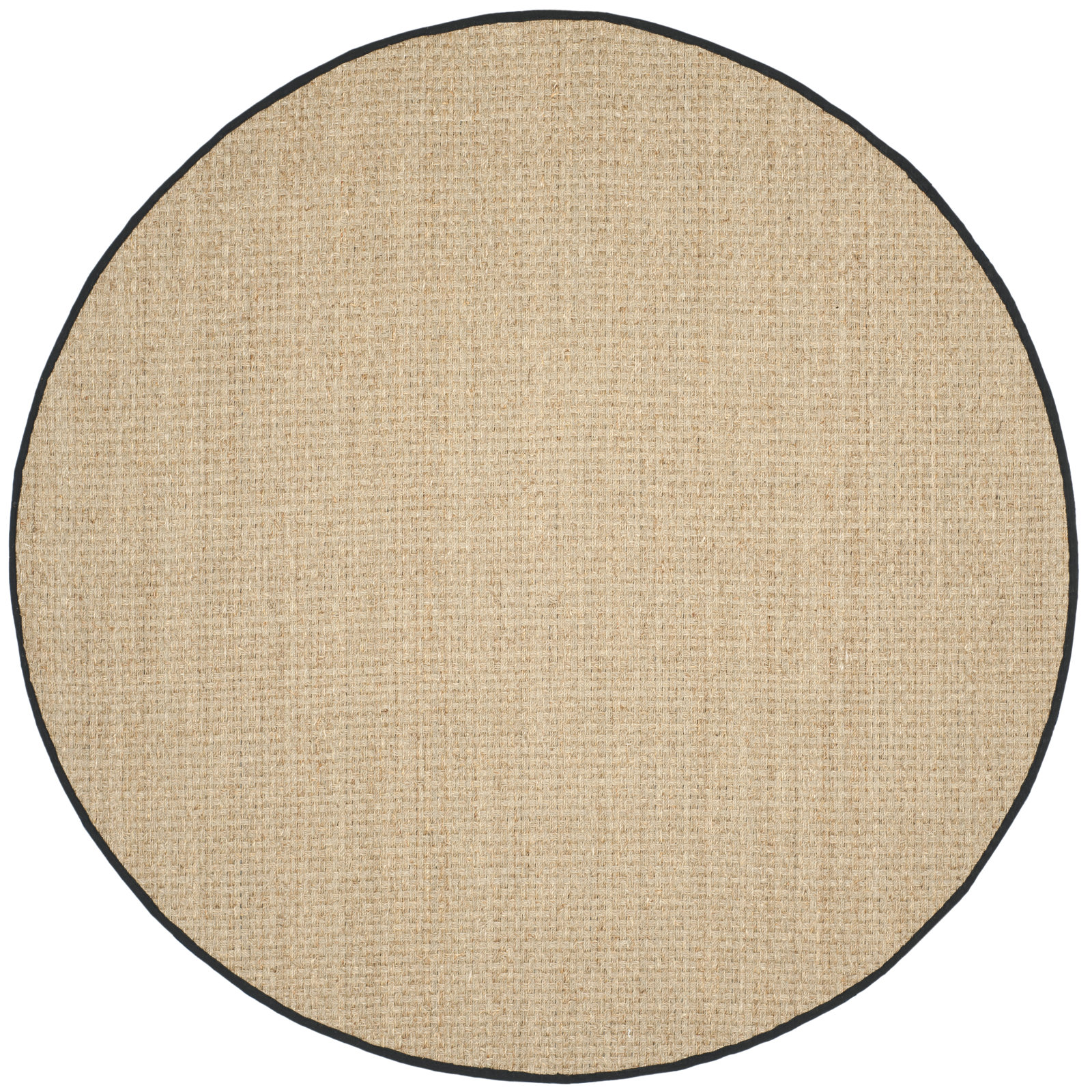 Natural Black Seagrass Rug, Round 3'