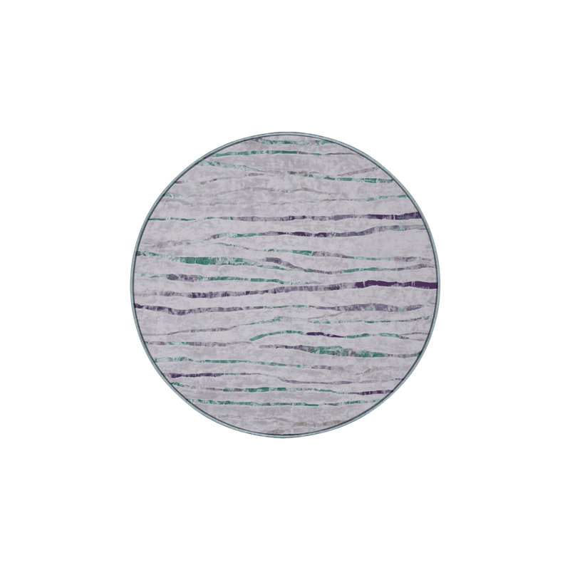 Tapis bleu soyeux et moelleux, Rond 5 pi
