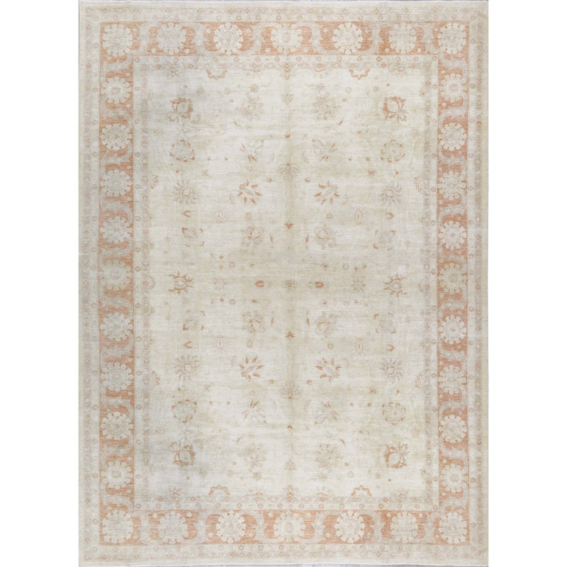 Ziegler Wool Oriental Area Rug in Beige/Rust