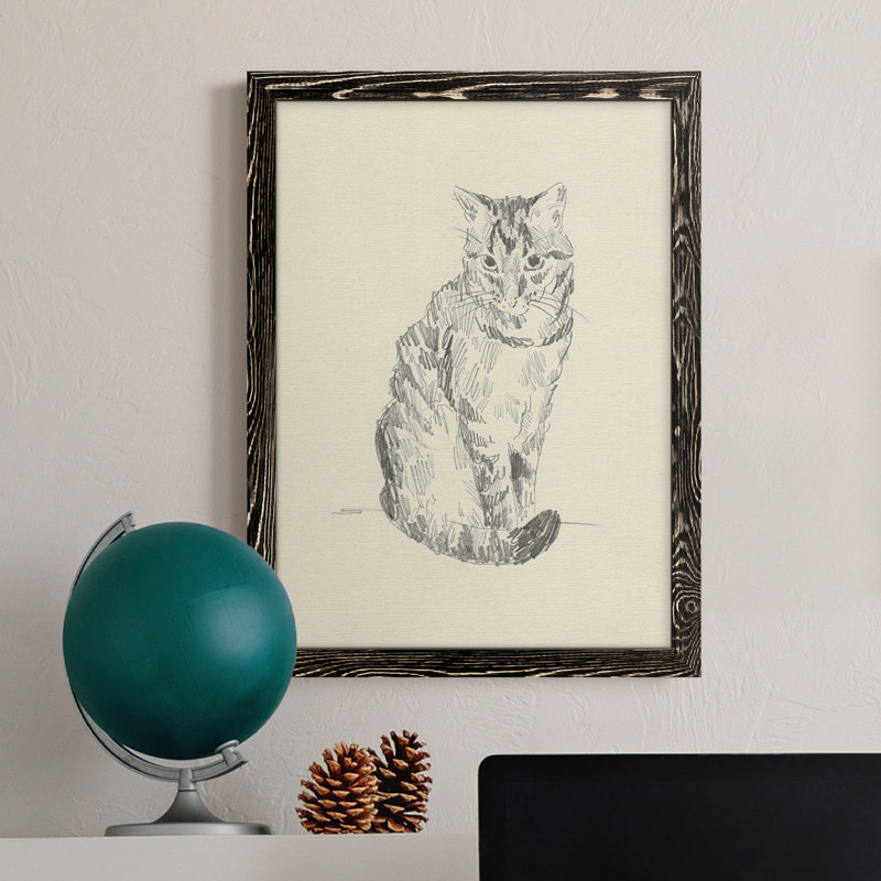 Toile encadrée de qualité supérieure House Cat I - prête à être accrochée, H 32 po x l 23 po x P 1 po, Noir