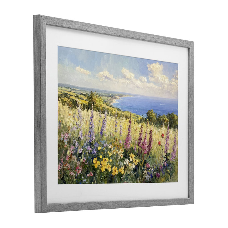 «Pastel Hyacinth Seaside Garden», reproduction sous verre encadrée, design par Petal Prints Design, H 13 po x l 16 po