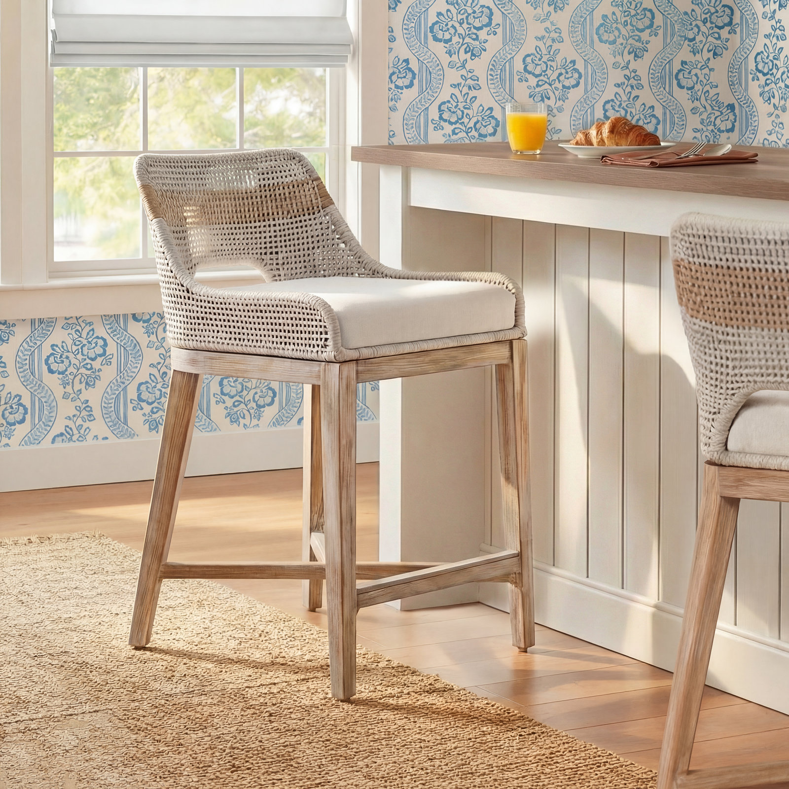 Bowker Bar and Counter Stool, Counter Stool (26" Seat Height), Taupe & White / Pumice