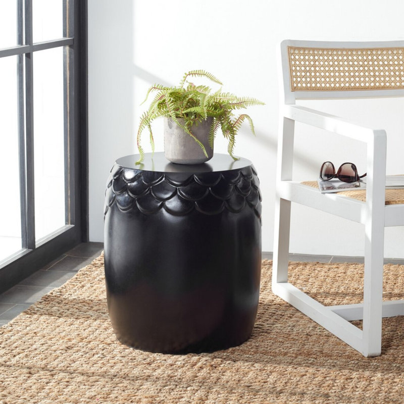 Tabouret décoratif en béton Mamie, Noir