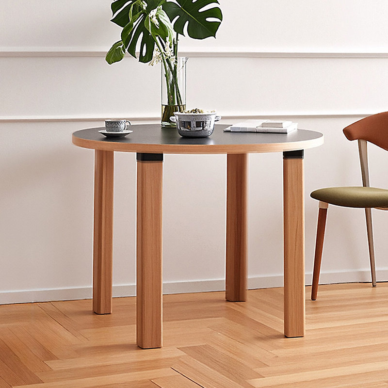 Black Brown Round Solid Wood Dining table, 29.53"H x 39.37"L x 39.37"W