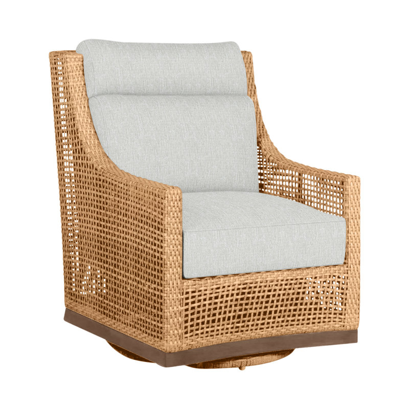 Fauteuil pivotant pour l'extérieur en résine tressée Pen-N-Dura, Pas de passepoil + bourre standard, Perle Bali
