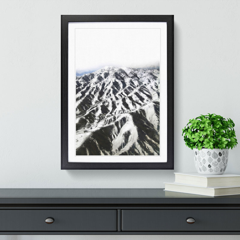 Mountain Range in Afghanistan - Picture Frame Painting Print, 33cm H x 24cm W x 2cm D, Black Framed