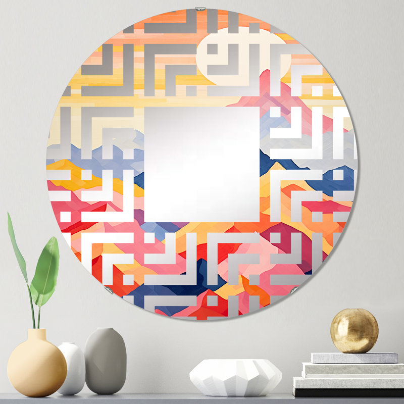 Montagnes Sunrise Realms I - Miroir décoratif Maze-MIR116441-Rond, 23,6 po x 23,6 po