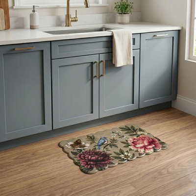 Botanical Anti-Fatigue Non-Skid Scalloped Edge Kitchen Mat