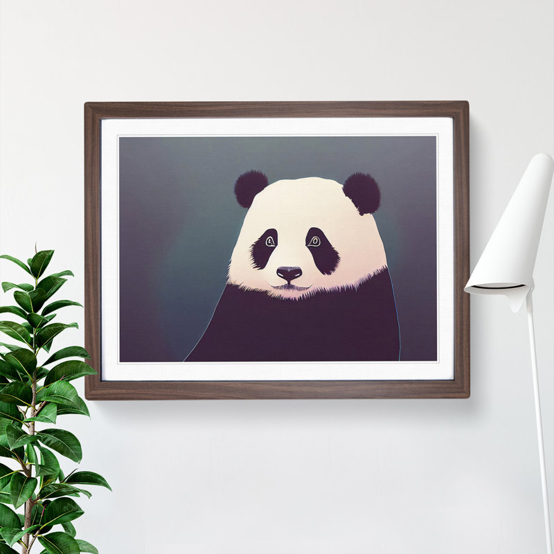 Incredible Panda - Single Picture Frame Print, 46cm H x 64cm W x 2cm D, Walnut