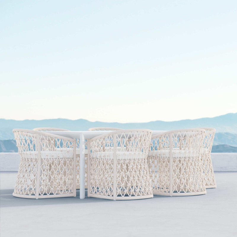Porto Aluminum Dining Table, Matte White