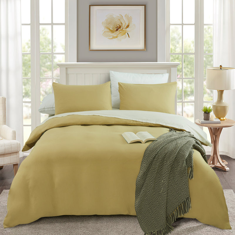 Brushed Microfiber Duvet Cover Set, Twin Duvet Cover + 1 Standard Pillowcase, Khaki