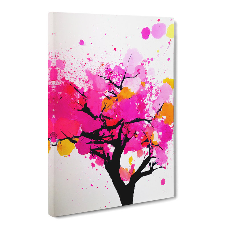 CAN-V0523-1765X Peach Blossom Tree Splatter Vol.3 - Wrapped Canvas Print, 50cm H x 35cm W