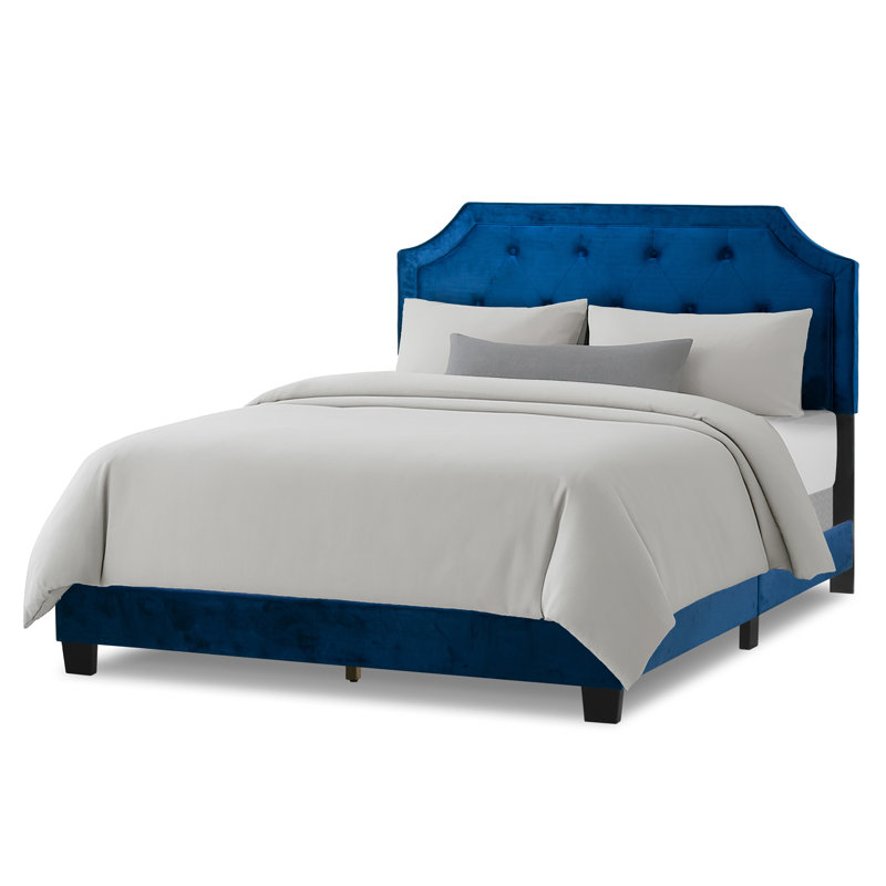 Upholstered Standard Bed, Blue Velvet
