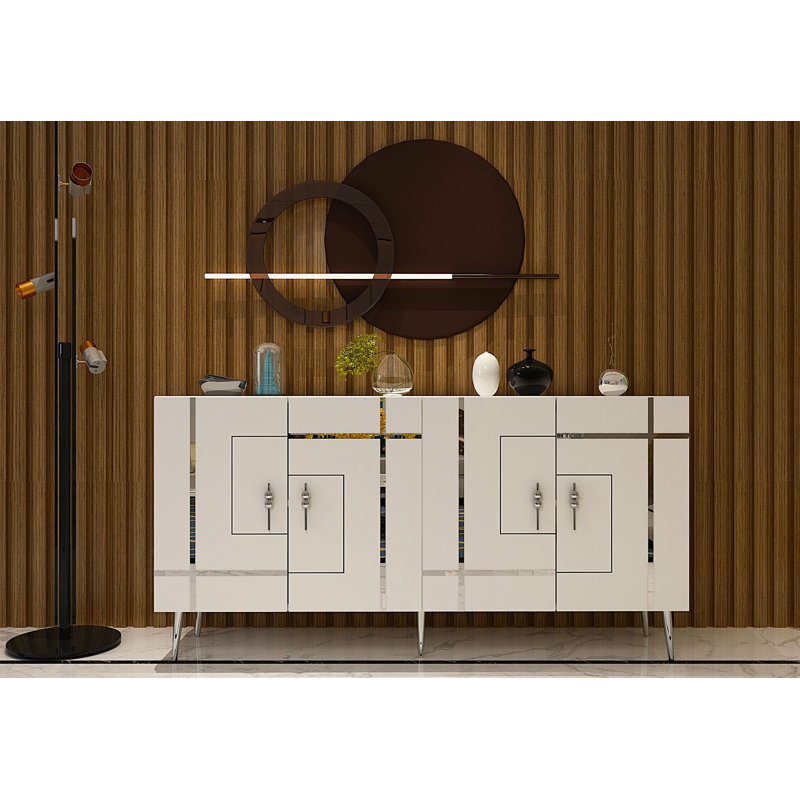 Olivia 150cm Console Table, Cream/Silver