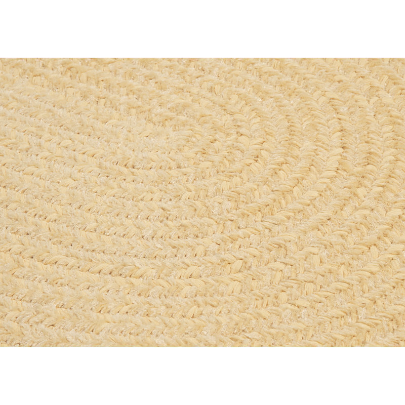 Tapis jaune tressé en chenille de couleur unie Mcclanahan, Rond 12 pi