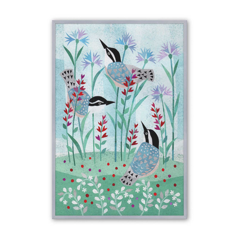 «Wilderness Collage IX» par Kim Conway, reproduction d'art, Open Corner Framed Print without Mat Paper, Argent argent
