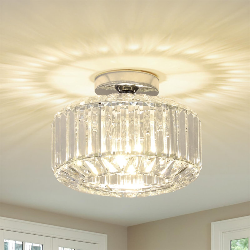 Crystal Semi Flush Mount, Silver