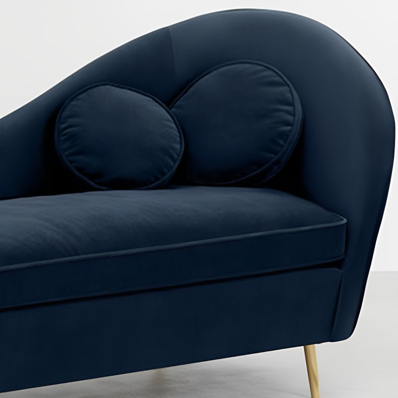 Chaise longue rembourrée Elegant Fashion, Accoudoir à droite (vu de face), Bleu foncé