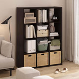 Cubicle Open Back Decorative Cube Storage Organizer, 12-Cube, Dark Oak