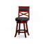Tabouret pivotant à dossier en X de 30 po, tabouret, finition cerisier, siège en tissu gris anthracite-1069752432-1069752437