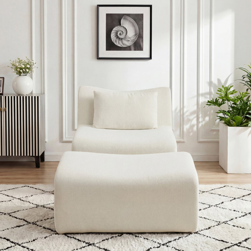 Ensemble de fauteuil d'appoint et repose-pieds Wiliams, Blanc