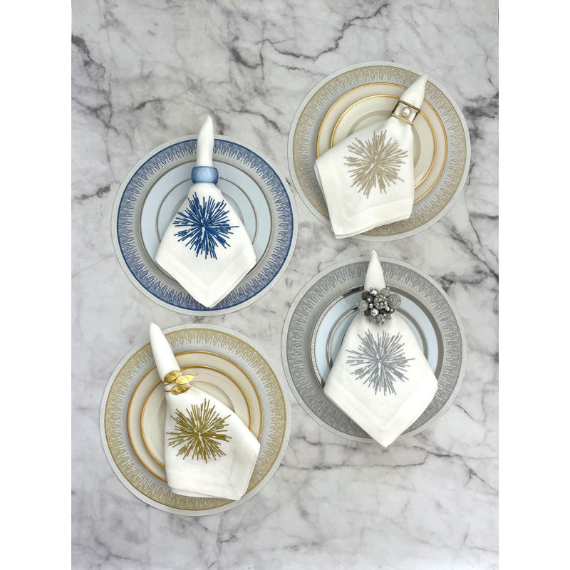 Flare Vinyl Placemats, White/Silver