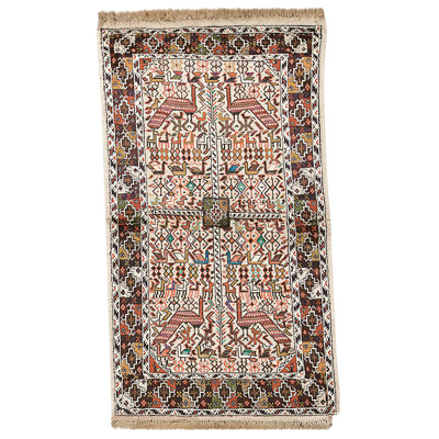 Tapis ivoire et multicolore de haute qualité noué à la main