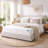 Queen Mattress Protector, Pocket Design, Waterproof Cream White Fabric