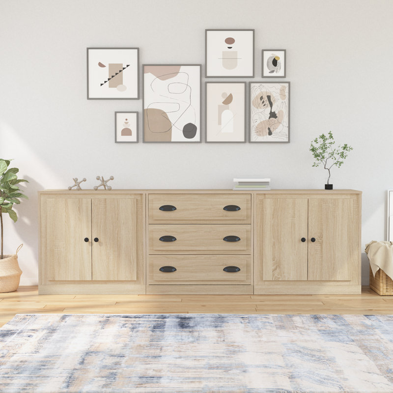 Kerio Sideboards 3 pcs Engineered Wood, Sonoma Oak