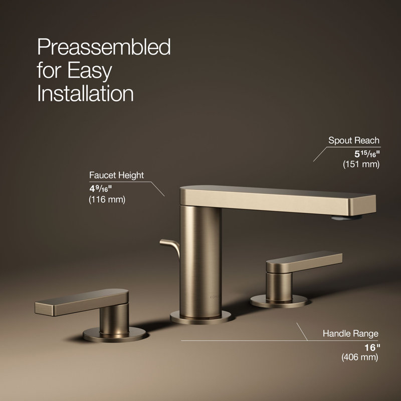 Composed Widespread Bathroom Faucet with Drain Assembly, Vibrant Brushed Bronze