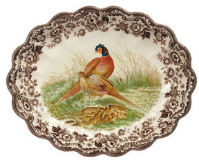 Plat cannelé ovale 14,5 po Spode Woodland