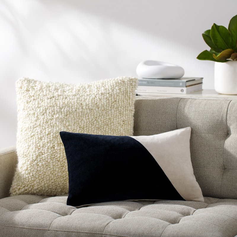 Denny Cotton Throw Pillow, Polyester/Polyfill, Black