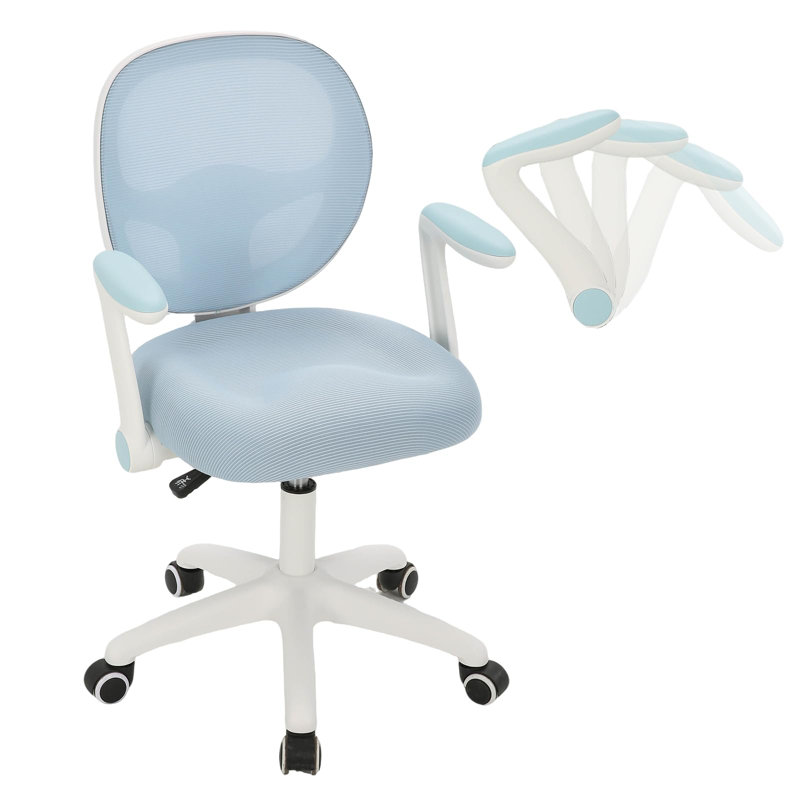 Fauteuil de bureau ergonomique pour enfants, siège d'étude pivotant à hauteur réglable, Bleu