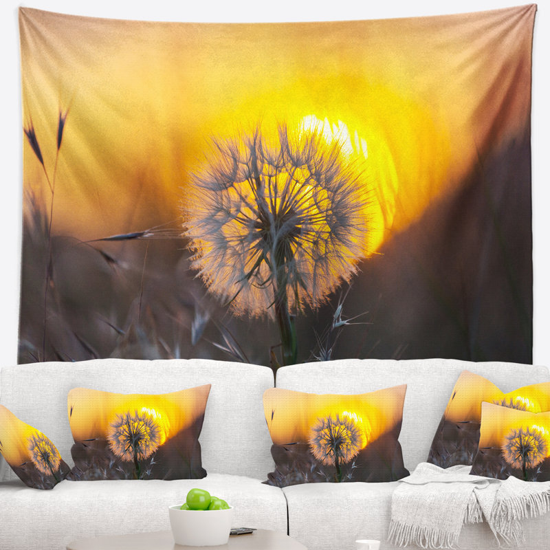 Tapisserie florale au pissenlit, H 50 po x l 60 po