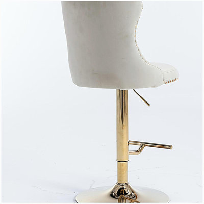 Tabourets de bar pivotants en velours doré à hauteur de siège réglable, tabourets de bar rembourrés modernes avec dossier capitonné confortable, ensemble de 2