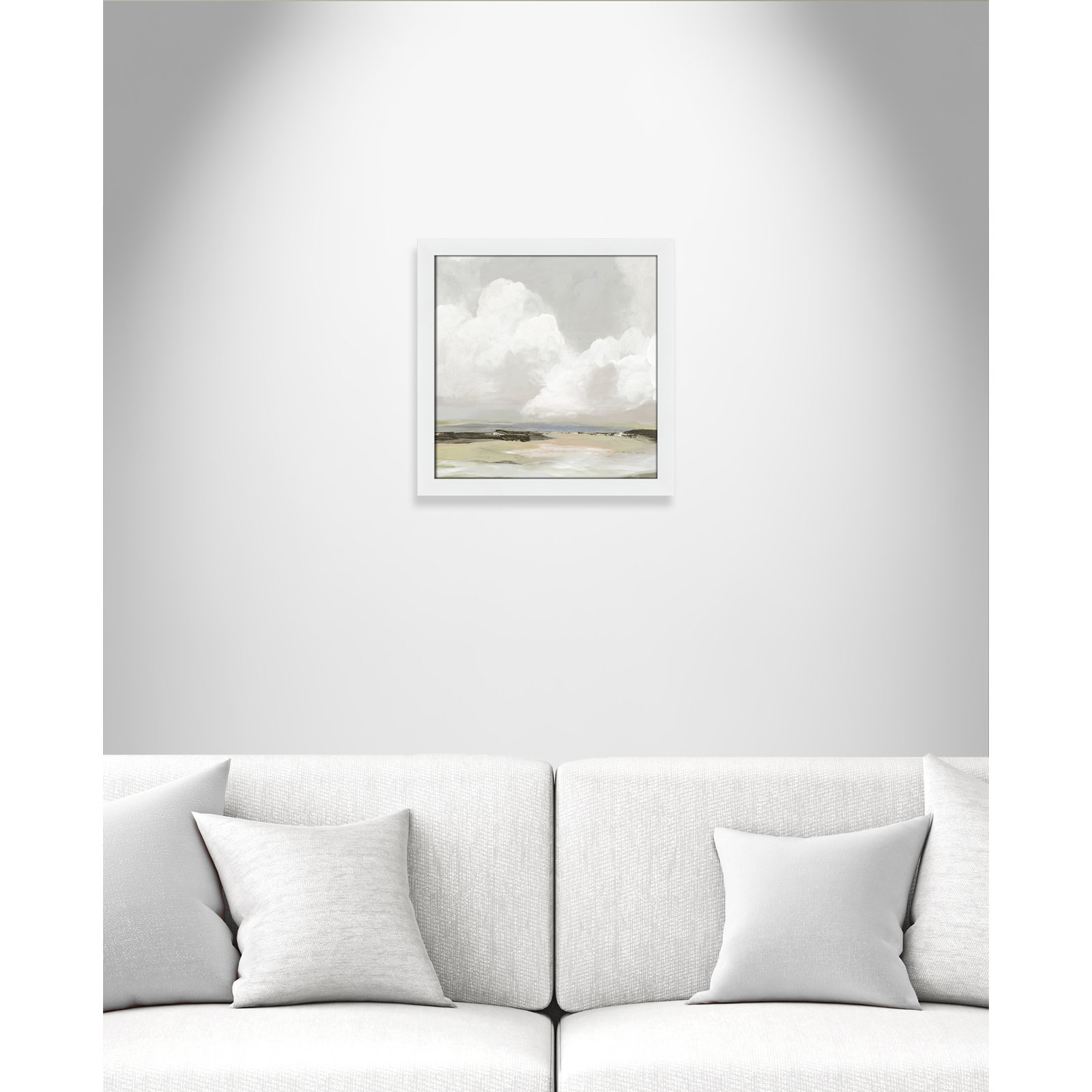 Soft Clouds - Picture Frame Painting Print, 18" H x 18" W x 1.12" D, White Framed