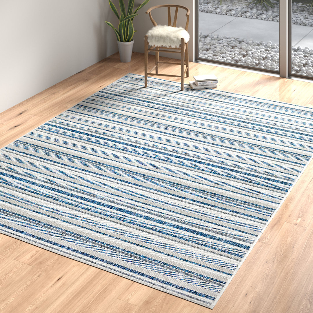 Bellino Striped Denim Indoor/Outdoor Area Rug Beachcrest Home™ Rug 