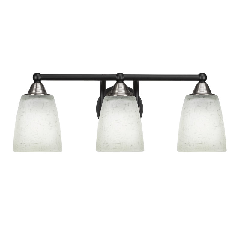 Barre d'éclairage de salle de bain 3 lumières Michell, Mousseline blanche, Noir mat / nickel brossé