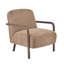 Fauteuil Mid-Century moderne en tissu brun avec structure en bois d'hévéa noyer