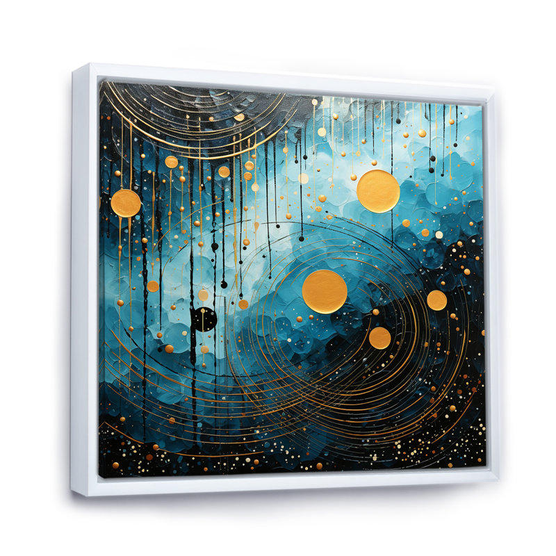 «Blue Minimalisme Moon VI» sur toile, H 16 po x l 16 po x P 1 po, Cadre flottant blanc
