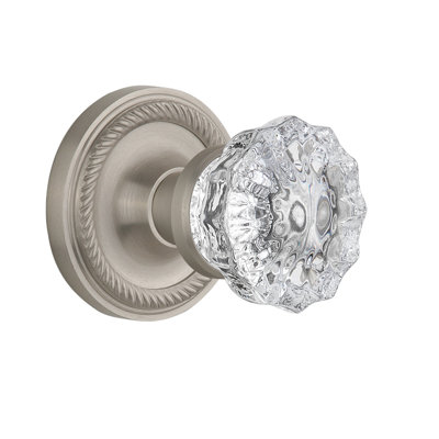 Rosette en corde avec bouton de porte en cristal