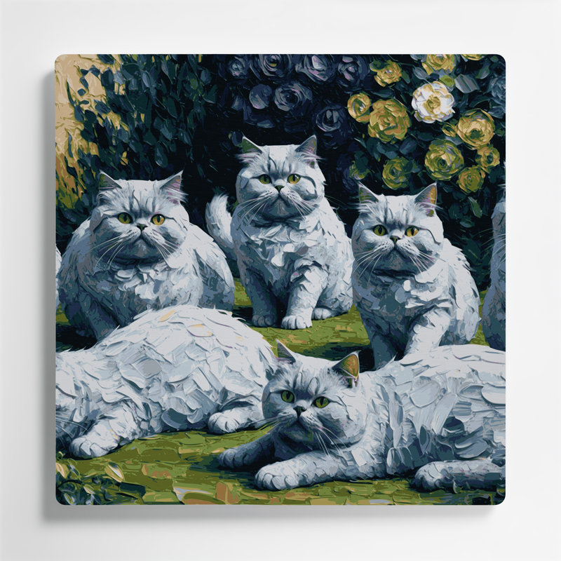 «Cats British Shorthair», art mural en métal gris, H 12 po x l 12 po