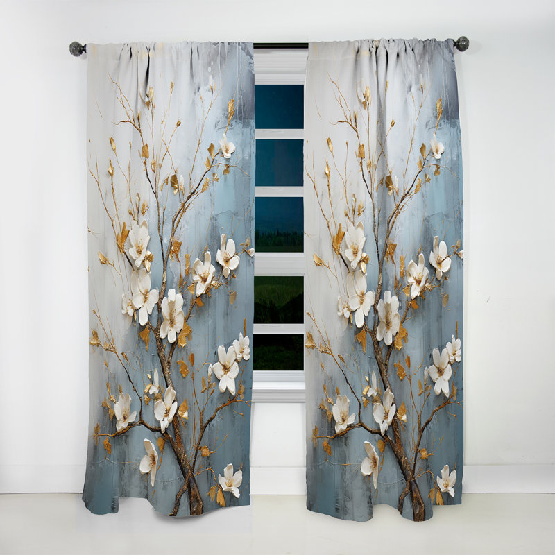 Indus - Rideau occultant floral - 1 panneau, L 52 po x L 108 po