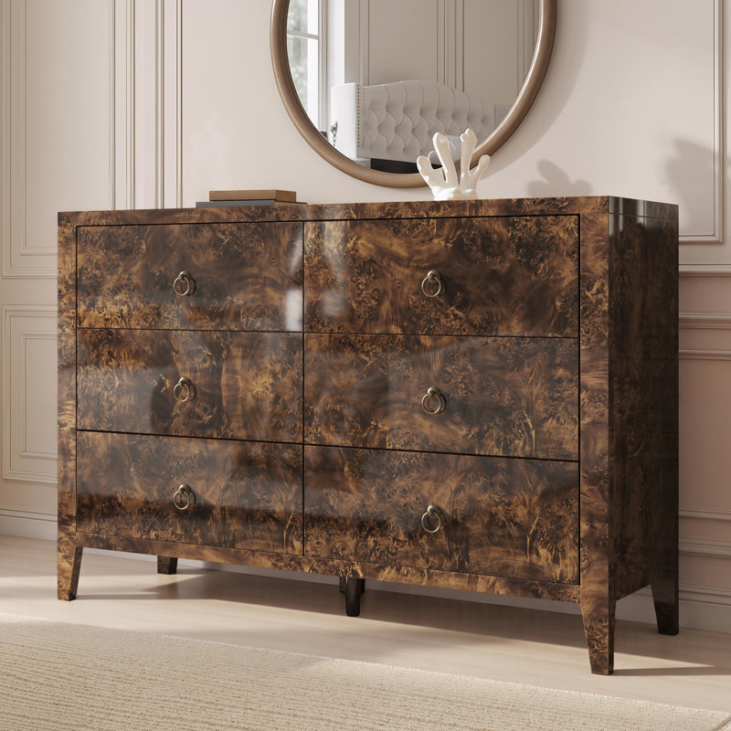 Commode large à 6 tiroirs Dorne, Brun