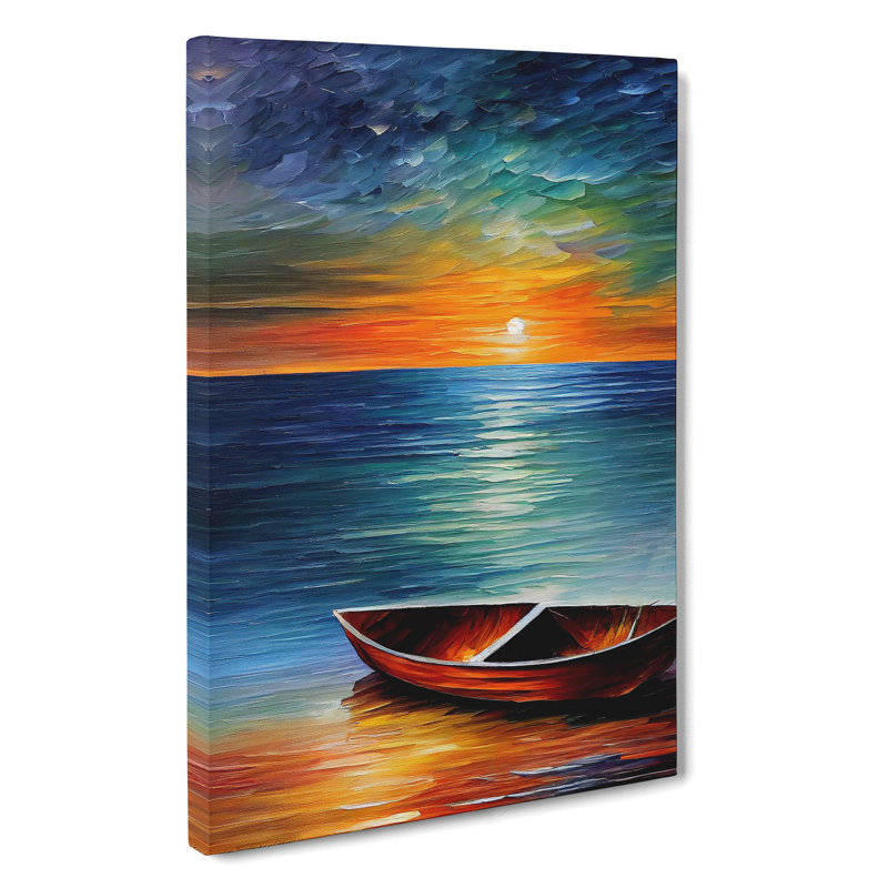 Boat At Sunset No.3 - Wrapped Canvas, 50cm H x 35cm W x 3cm D