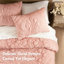 Édredon 2 pièces pour lit simple rose, tricot respirant et vibrations douillettes romantiques avec motif floral, texture gonflée comme un nuage