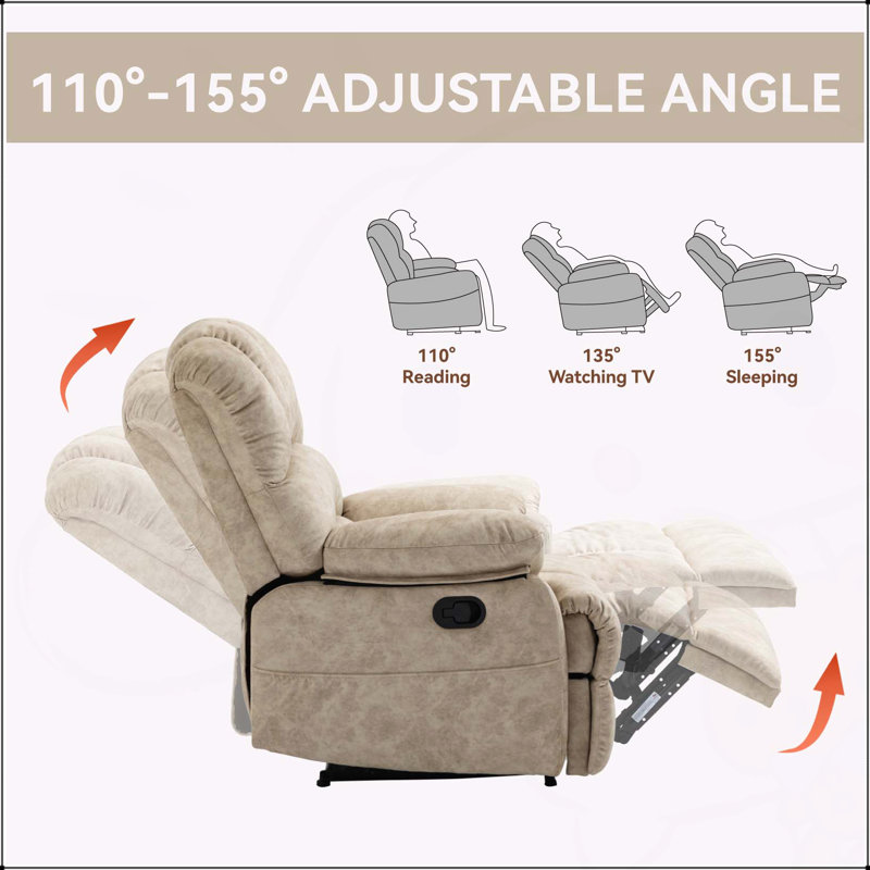 Fauteuil inclinable manuel confortable et réglable pour la détente et les loisirs, Beige