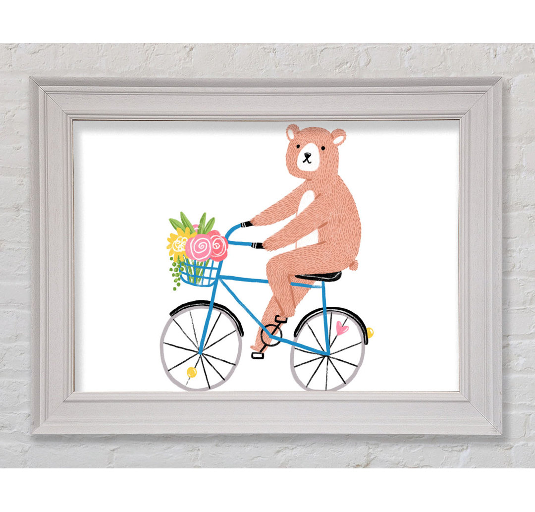 Gerahmtes Leinwandbild Bear Riding A Bike